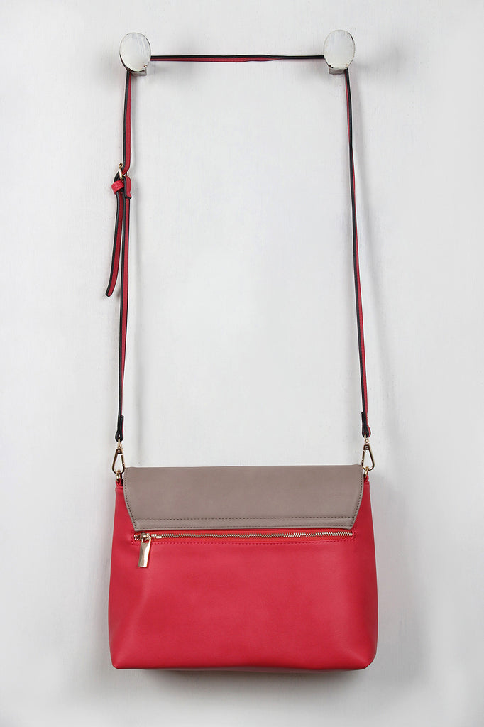 Two-Tone Vegan Leather Envelope Handbag