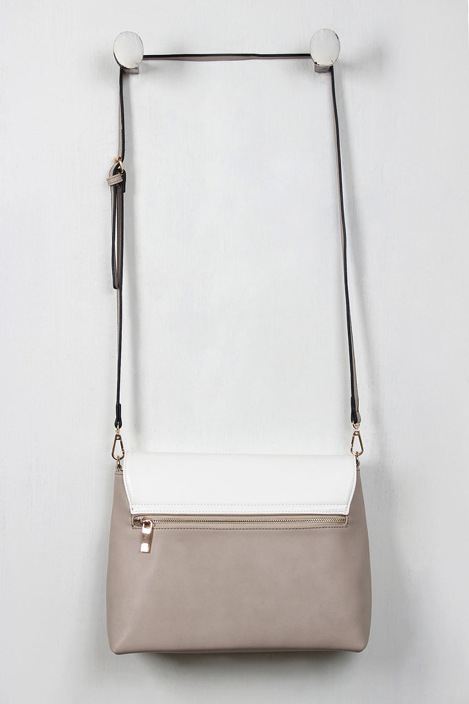 Two-Tone Vegan Leather Envelope Handbag