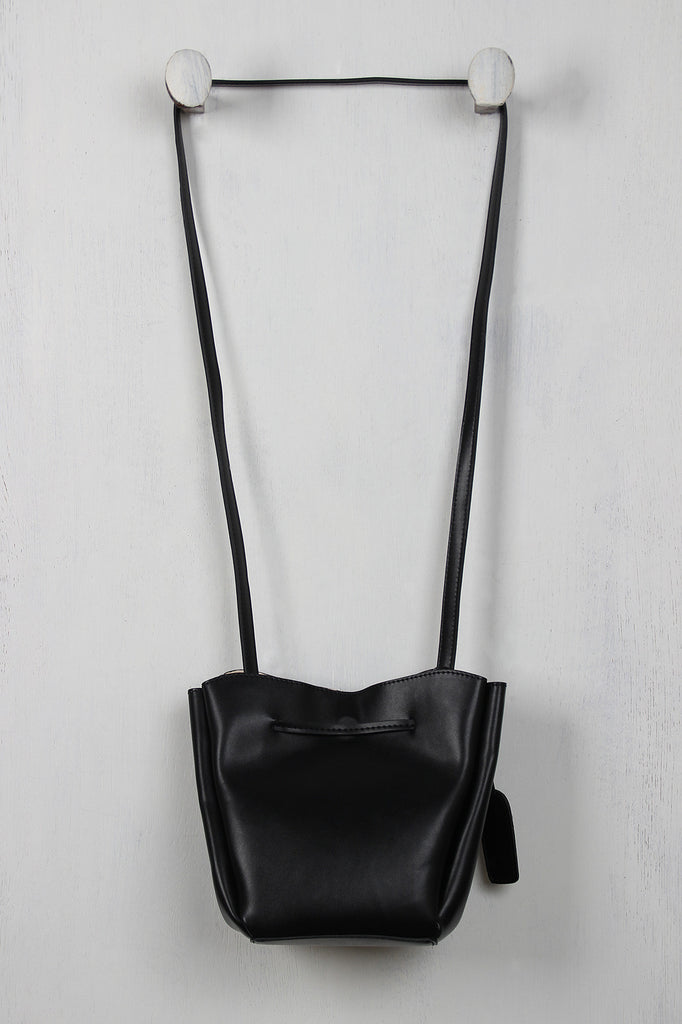 Vegan Leather Drawstring Bucket Bag