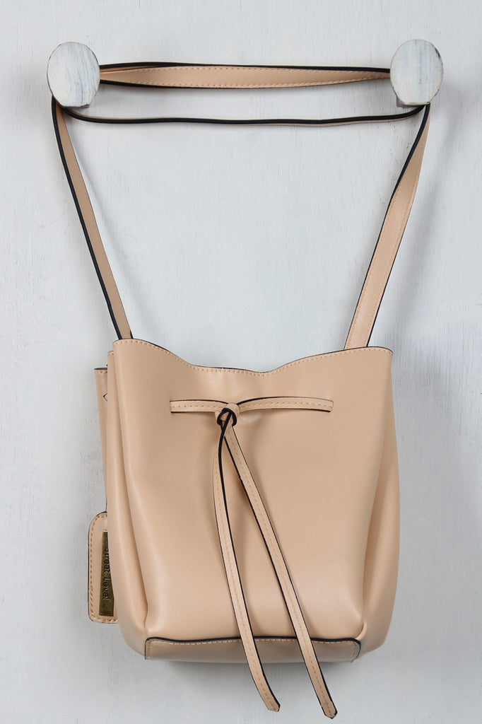 Vegan Leather Drawstring Bucket Bag