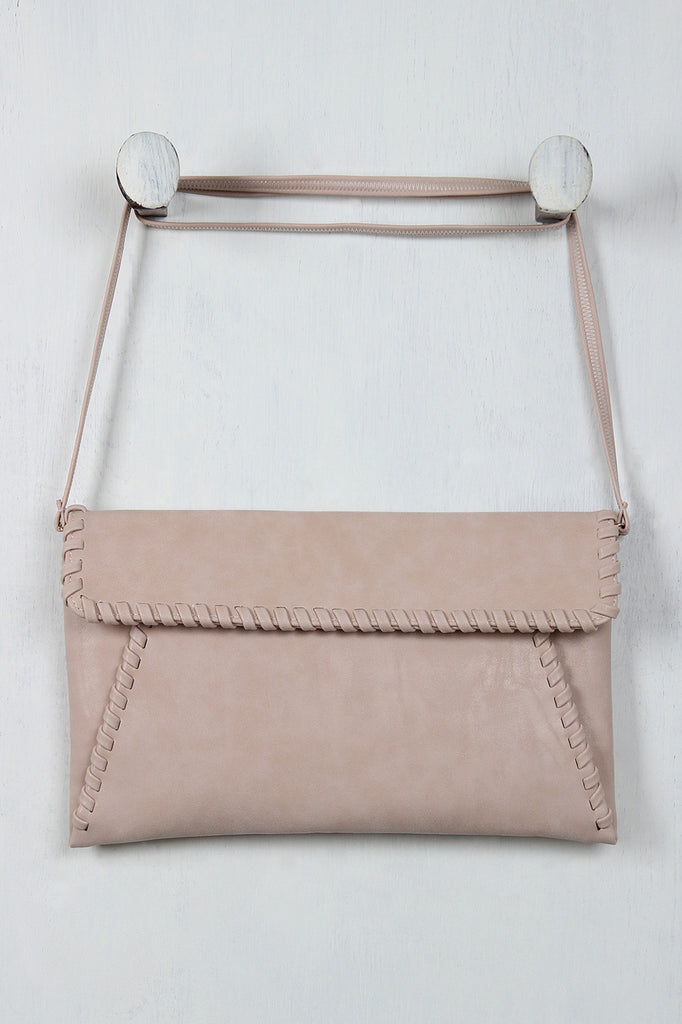 Vegan Leather Stitched Envelope Bag