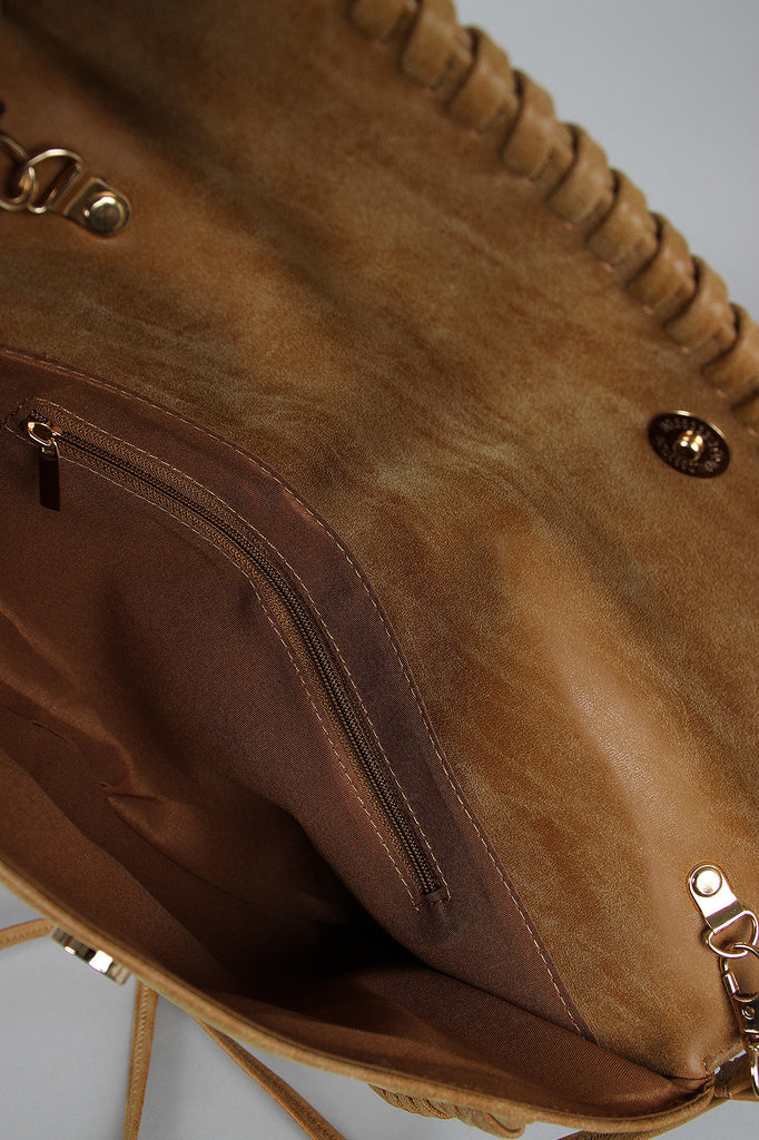 Vegan Leather Stitched Envelope Bag