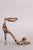 Breckelle Leopard Thin Ankle Strap Stiletto Heel