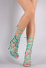 Vegan Suede Strappy Loop Lace Up Heels