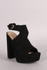 Liliana Suede Square Open Toe Mule Chunky Heel