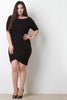 Ribbed Knit Elbow Sleeve Off-The-Shoulder Tulip Dress