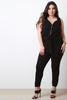 Zipper Accent Waist-Tie Sleeveless Jumpsuit