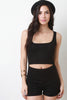 Rib Knit Open Midriff Romper