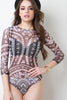 Tribal Print Semi Sheer Bodysuit