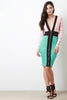 Deep V Lace Color Block Dress