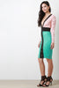 Deep V Lace Color Block Dress