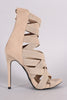 Suede Elasticized Woven Strappy Stiletto Heel