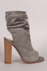 Liliana Suede Slouchy Open Toe Chunky Heel Boots