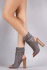 Liliana Suede Slouchy Open Toe Chunky Heel Boots