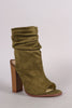 Liliana Suede Slouchy Open Toe Chunky Heel Boots