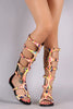 Neon Watercolor Strappy Gladiator Flat Sandal