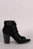 Open Toe Corset Lace Up Buckle Bootie