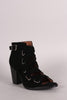 Open Toe Corset Lace Up Buckle Bootie