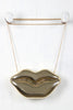 Metallic Lips Clutch Bag