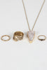 Raw Quartz Necklace and Feather Ring Set