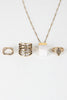 Raw Quartz And Geometric Ring Set