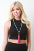 Turquoise Bead and Tassel Necklace
