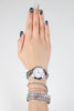 Glossy Curb Link Chain Watch And Leaves Bracelets Set