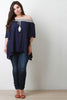 Off Shoulder Elasticized Tribal Tassel Peasant Top