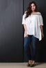 Off Shoulder Elasticized Tribal Tassel Peasant Top