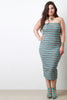 Strapless Ribbed Knit Stripe Dress