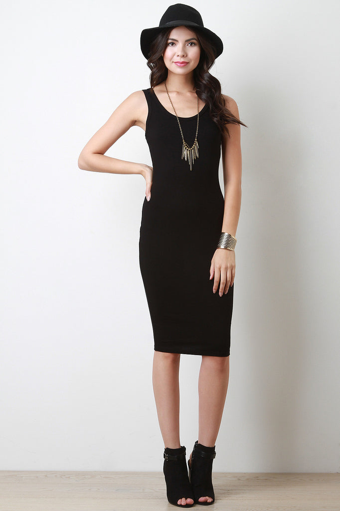 Sleeveless Rib Knit Midi Dress