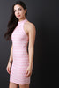 Striped Mock Neck Cutaway Bodycon Dress