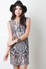 Tribal Semi-Sheer Mesh Sleeveless Mini Dress