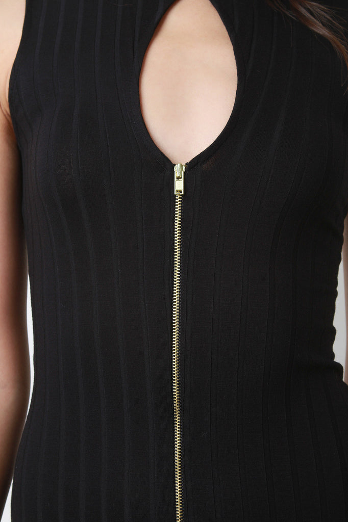 Sleeveless Keyhole Zip Front Dress