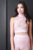Oval Mesh Lace Pattern Crop Top