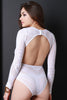 Cutout Back Long Sleeve Lace Bodysuit