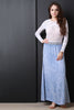 Acid Wash Crochet Band Maxi Skirt