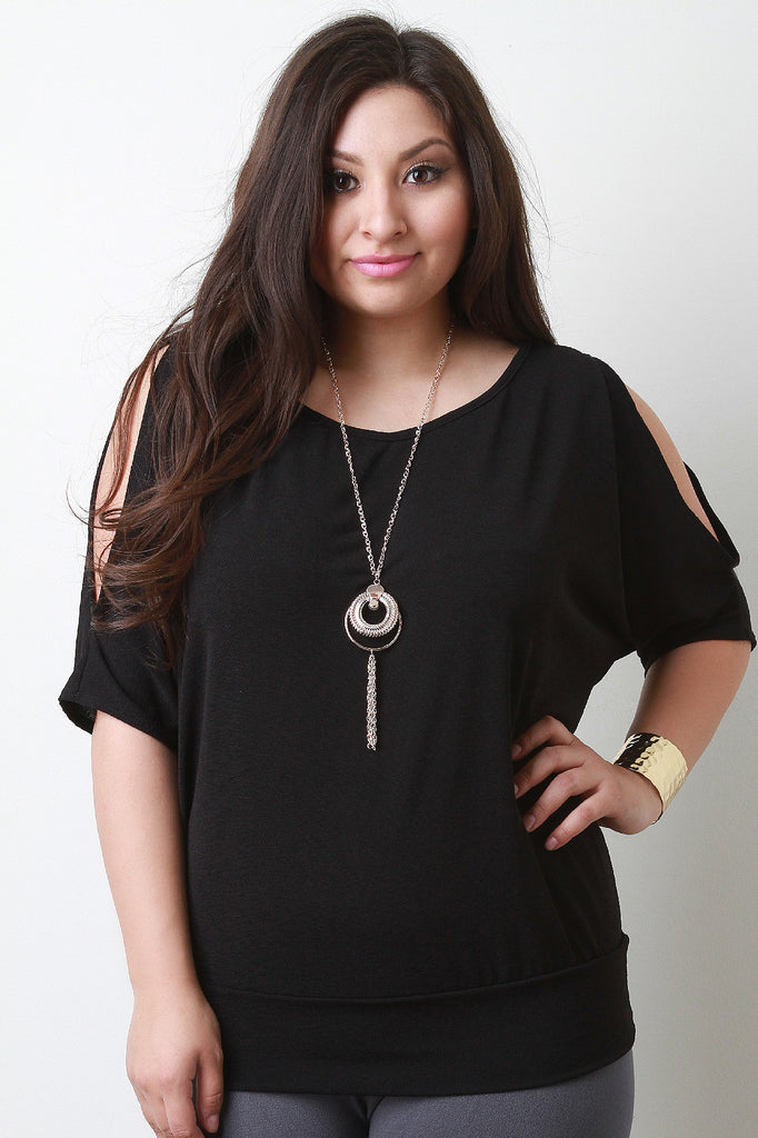 Cold Shoulder Bat Wing Sleeve Top