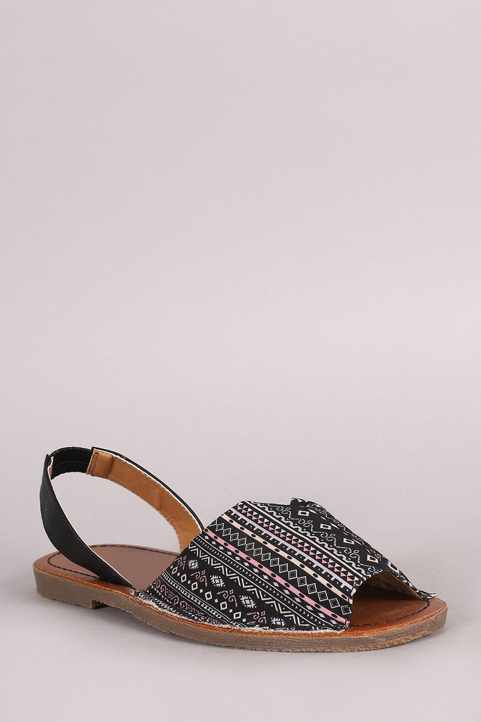 Aztec Print Slingback Flat Sandal