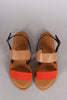 Two Tone Double Band Slingback Flat Sandal
