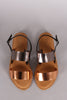 Metallic Two Tone Double Band Flat Sandal