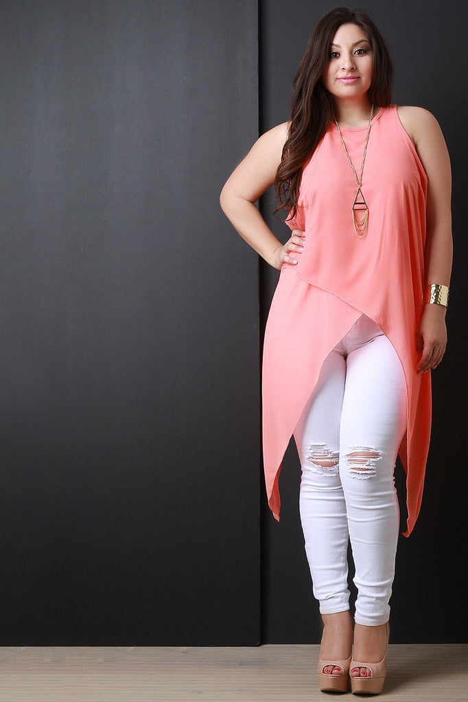 Chiffon Round Neck Sleeveless Top