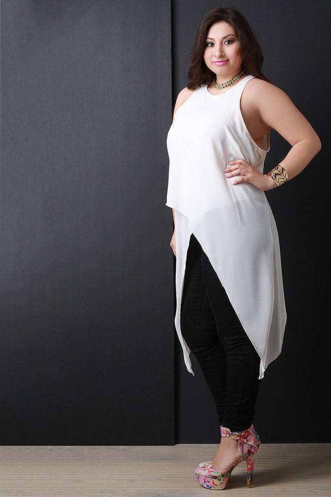 Chiffon Round Neck Sleeveless Top