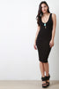 Solid Deep V Sleeveless Midi Dress