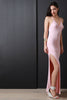 Solid Deep V High Slit Maxi Dress