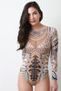 Geometric Semi-Sheer Longsleeve Bodysuit