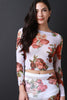 Semi-Sheer Mesh Floral Print Longsleeve Top
