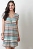 Deep V Striped Tee Shirt Dress