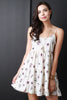 Daisy Print Backless Spaghetti Strap Flare Dress