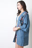 Tribal Stitching Chambray Kimono